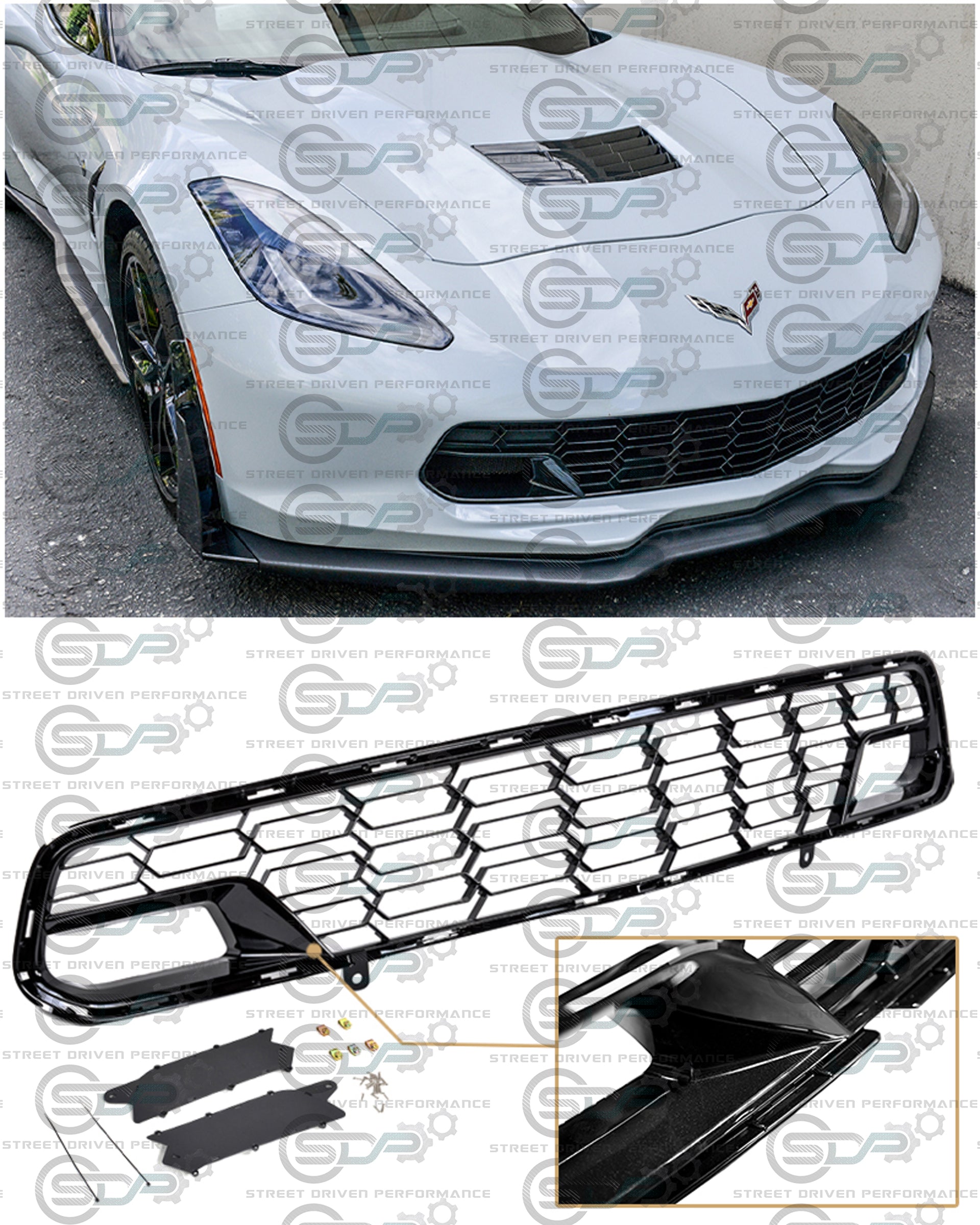 2014-2019 C7 Corvette - Carbon Flash "Z06 / Grand Sport Style" Front Grille Replacement